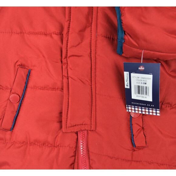 New! Ben Sherman Newborn Quilted Fleece Lined Zipper Puffer Hooded Snowsuit - Picture 4 of 6